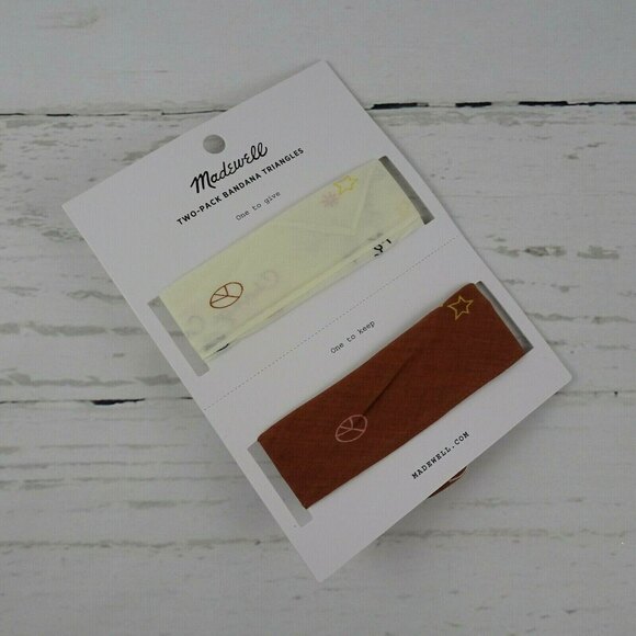 Madewell Triangle 2-Pack Bandanas Scarves Boho Star Peace Floral Warm Umber NEW - Picture 5 of 10